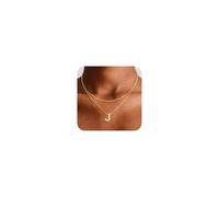 HABIKIP Collane a strati con iniziali da donna, con lettera a bolla placcata in oro 14 carati, con ciondolo dalla A alla Z, set di collane girocollo da donna con monogramma delicato e minuscolo