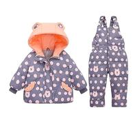 Habit de Neige 2 Pièces pour Enfant Doudoune à Capuche pour Combinaison de Ski avec Pantalon de Ski D'Hiver Ensemble de Tenue de Neige Unisexe 2-3 Ans Gris