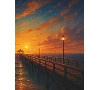 Habit Tracker - Sunset Pier Reflections: A mindful journal to track daily habits, build consistency, and reflect on your growth.