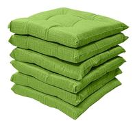 HABITA 33 HOME Cuscini per Sedie da Cucina Set da 6, Impermeabili e Antimacchia, Cuscini Sedie con Laccetti, Trapuntati al Centro, Double Face, Idrorepellenti, Coprisedie Cucina Made in Italy (Verde)