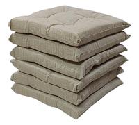 HABITA 33 HOME Cuscini per Sedie da Cucina Set da 6, Impermeabili e Antimacchia, Cuscini Sedie con Laccetti, Trapuntati al Centro, Double Face, Idrorepellenti, Coprisedie Cucina Made in Italy (Beige)