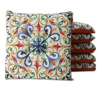HABITA 33 HOME Cuscini Sedie Cucina Set da 6 (40x40x5cm) Cuscini, Coprisedia Cucina, Cuscini per Sedie Quadrati, Cuscino Sedia con Laccetti Decori Assortiti Trapuntati al Centro (Giglio Land)