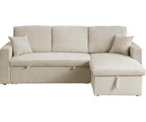 Habitat et Jardin Divano letto angolare in velluto a coste Alain - 3 posti - Beige