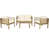 Habitat et Jardin Set di mobili da Giardino in Legno Beckham con Cuscini - 4 posti - Beige