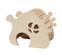 Habitat in legno per criceti con scaletta, dalla forma graziosa, ideale per mini gerbilli e scoiattoli.