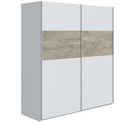 Habitdesign Armadio a 2 ante scorrevoli per camera da letto o camera, modello Aikos, finitura in bianco artik e rovere alaska, dimensioni: 180 cm (lunghezza) x 200 cm (altezza) x 60 cm (profondità), grande