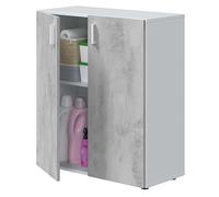 Habitdesign Armadio multiuso basso, portaoggetti a 2 porte, finitura in bianco Artik e cemento, dimensioni: 80 cm (larghezza) x 92 cm (altezza) x 37 cm (profondità)