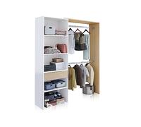 Habitdesign Armadio spogliatoio, Melamina e Barre di Alluminio, Bianco Artik E Quercia, Grande