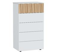 Habitdesign Cassettiera 5 cassetti, 109 x 61 x 40 (AltoxAnchoxFondo-in cm), Sinfonier 5 cassetti Colore Bianco Artik e Natur, modello Ethna
