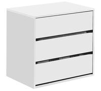 Habitdesign Cassettiera a tre cassetti in bianco opaco, dimensioni: 60 cm (larghezza) x 57 cm (altezza) x 44 cm (profondità)