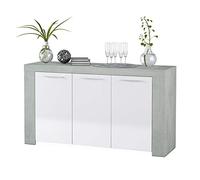 Credenza Mobile Madia da Soggiorno Moderno Legno Bianco Grigio 3 Ante 3 Ripiani