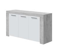 Credenza Mobile Madia da Soggiorno Moderno Legno Bianco Grigio 3 Ante 3 Ripiani