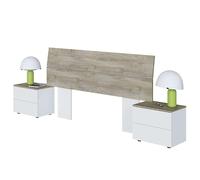 Habitdesign Dreams - Testiera per letto e 2 comodini, colore: Bianco Artik e quercia Alaska, 276 x 96 x 34 cm