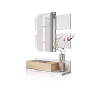 Habitdesign Ingresso con cassetto e specchio, Mobile da Ingresso, Modello Tekkan, Finitura in Bianco Artik e Rovere Canadese, Misure: 75 cm (Larghezza) x 116 cm (Altezza) x 29 cm (Profondità)