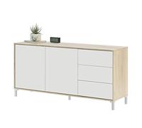 Habitdesign Mobile credenza Modello Brooklyn, Melammina, Canadian Artik, Dimensioni: 154 cm (Larghezza) x 74 cm (Altezza) x 41 cm (profondità), Rovere Canadese e Bianco Artico, Aparador