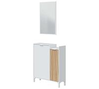 Habitdesign Mobile per ingresso con specchio Ethna bianco Artik e Natur Design moderno 77 x 24 cm