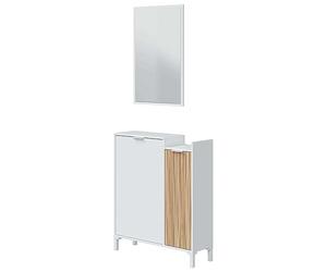 Habitdesign Mobile per ingresso con specchio Ethna bianco Artik e Natur Design moderno 77 x 24 cm