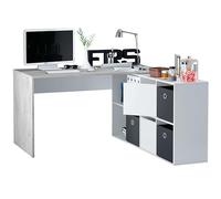 Habitdesign Scrivania Multiposizione Reversibile, Tavolo Studio, Tavolo PC, Modello Adapta XL, Finitura Bianco Artik e Grigio Cemento, 74 x 136 x 139 cm