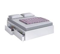 Habitdesign Struttura per letto matrimoniale con 4 cassetti, 156 x 196 x 37 (LargoxFondoxAlto-in cm), struttura letto matrimoniale colore bianco Artik, modello Kendra (senza doghe)