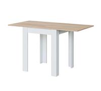 Habitdesign LOUNGITUDE F0529 Tavolo ausiliario allungabile P67 cm, Melamina, Bianco/Rovere, L67/134 x H79 x P67cm