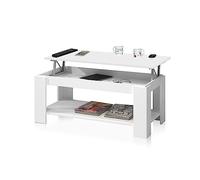 Habitdesign Tavolino Regolabile, Legno, Bianco, 102 x 50 x 43