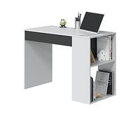 Scrivania Con Cassetto Moderna 101x50x73 Reversibile Con Ripiani Laterali Bianca