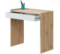 Scrivania Con Cassetto 77x82x40 Effetto Legno Bianco E Rovere Noa Design Moderno