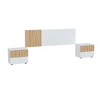 Habitdesign Testina + stivaletti, modello Ethna, finitura bianca Artik e Natur, dimensioni: 91 cm di altezza x 266 cm di larghezza x 34 cm di profondità