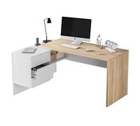 Habitdesign Vanilla B01 Scrivania angolare, Legno ingegnerizzato, Bianco, 145 x 108 x 73 cm