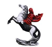 HABITZ Statua di Banksy Masked Knight Abstract Red Clothes Girl Ride Horse Horseman Sculpture Resin Desk Figurine Ornaments Gift Collectible Nordic Street Art Characters for Home Living Room Decor