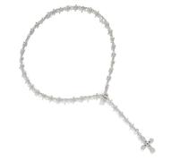 HABNI 1 Collana Croce Gotica in Argento - Pendente con Strass -Rosario Donna Collana - Regolabile - Gioiello Cristiano/Preghiera - Regalo per Donne/Uomini/Ragazzi