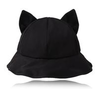 HABNI 1 Pezzo Cappello da Pescatore Donna, Orecchie di Gatto Carine Cappello Tessuto in Cotone Cappellino Sole Benna Allaperto Fisherman Hat Trendy Cappello alla Pescatora (Nero, 56-58cm）