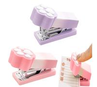 HABNI 2 Pezzi Cucitrice a Zampa di Gatto, 6,8 x 3,2 cm, Cucitrice Kawwi per Bambini con 1000 Punti, per Organizzare i Documenti, in Plastica e Metallo, Rosa e Viola