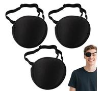 HABNI 3 Pezzi Oculari, Cerotto per Occhio 3D Regolabile per Adulti e Bambini, Medico e Comodo, Ideale per Uso Quotidiano e Pirata, Nero