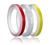 HABNI 3 Rotoli Nastro Bagliore Nel Buio,Nastro Riflettente Adesivo,Nastro Luminoso,Nastro Segnaletico,Per Moto Caschi,Bicicletta(10Mm×8M, Rosso,Bianco,Giallo)