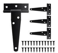 HABNI 4 Pcs Cerniere A T Resistenti Zincata Con 24 Viti Cerniera Per Cancello Legno Da 100Mm Cerniera A T Nera Cerniere A T Antiruggin Cerniera Per Granaio Per Carichi Pesanti Per Cancelli Finestre