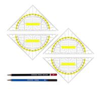 HABNI 4 Pcs Goniometro Con Manico Staccabile Goniometro 14 Cm Con Manico Staccabile Goniometro In Plastica Trasparente Con Scala Gialla Scala Tecnica E Goniometro Per La Scuola Con 2 Matita 2B