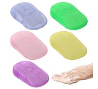 HABNI 5 Pezzi 100 Fogli di Sapone da Viaggio, Sapone in Fogli, Fogli di Sapone Portatili Carta da Viaggio da Campeggio e Getta Pulito e Igienico Quando Si Esce, Mini Size da Viaggio Prodotti
