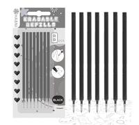 HABNI 8 Pezzi Ricariche Cancellabili Compatibili con Legami,Nero Refill Penne Cancellabili Set, Confezione Blister con Cartoncino, Punta Della penna 0,7 mm, Altezza 13 cm, Nero