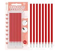 HABNI 8 Pezzi Ricariche Cancellabili Rosso, Compatibili con Legami, Refill Penne Cancellabili Set,Confezione Blister con Cartoncino, Punta Della penna 0,7 mm, Altezza 13 cm, Rosso