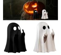 HABNI Statua Fantasma Carina, Statuetta Fantasma In Resina Per Halloween, Fantasma Su Un'Altalena, Decorazioni Halloween Per Casa, Scrivania E Libreria (Con Dito Medio)