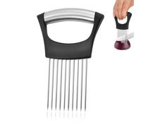 HABNI Taglia Cipolla in Acciaio Inox, forchetta per Cipolla, affettatrice Universale per Frutta e Verdura, ago per Carne Sfusa, Nero 14,2 * 9,5 cm