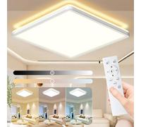 HABOWN Plafoniera LED Soffitto Dimmerabile 24W 3200LM 3000K-6500K Lampada da Soffitto con Telecomando Moderna per Soggiorno Camera da Letto Cucina Bagno Balcone Quadrato Ø29cm, Bianco