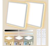 HABOWN Plafoniera LED Soffitto Dimmerabile 24W 3200LM 3000K-6500K Lampada da Soffitto con Telecomando Moderna per Soggiorno Camera da Letto Cucina Bagno Balcone Quadrato Ø29cm, Bianco, 2 Pezzi