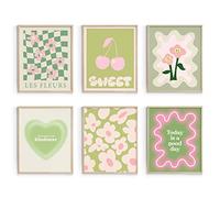 Habseligkeit Decorazione da parete verde danese pastello per dormitorio delle ragazze, decorazione estetica per la stanza, stampe artistiche da parete preppy per la decorazione della stanza estetica