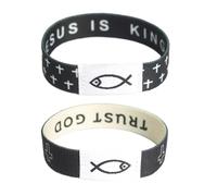 HABVPU 2 Braccialetti Religiosi con Versetti Biblici e Chip NFC 213, Braccialetti in Silicone Elastici Motivazionali per Uomo e Donna, Gadget Cristiani per Comunione e Cresima, 18cm - Pesce e Albero