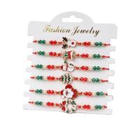 HABVPU 6 Pezzi Braccialetti Natalizi dell'Amicizia per Bambini Regolabili, Bracciali di Natale con Babbo Natale e Fiocco di Neve, Regalini Fine Festa e Pensierini di Natale per Bambina e Ragazze