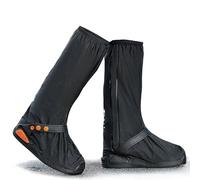 Habwea Copriscarpe Impermeabile Sovrascarpe Nero Riutilizzabile con strisce riflettenti Stivali da pioggia antiscivolo Alta protezione pioggia galosce per bicicletta moto uomini donne Schwarz, XL