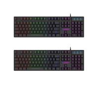 HAC24 2 X RGB LED Gaming QWERTZ tastiera nera USB Keyboard illuminata layout tedesco