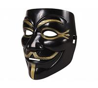 HAC24 Guy Fawkes, maschera nera oro V come Vendetta Anonymous Cosplay Halloween